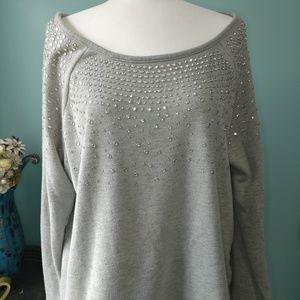 Hannah Grey Sweater with Rhinestones sz L